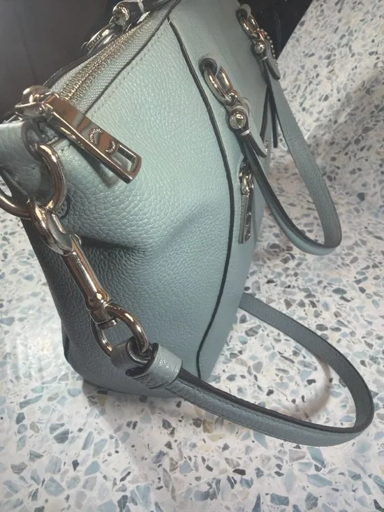 Coach Prairie Satchel 56874 Pebbled Leather Crossbody Bag Light Blue - Picture 6 of 10